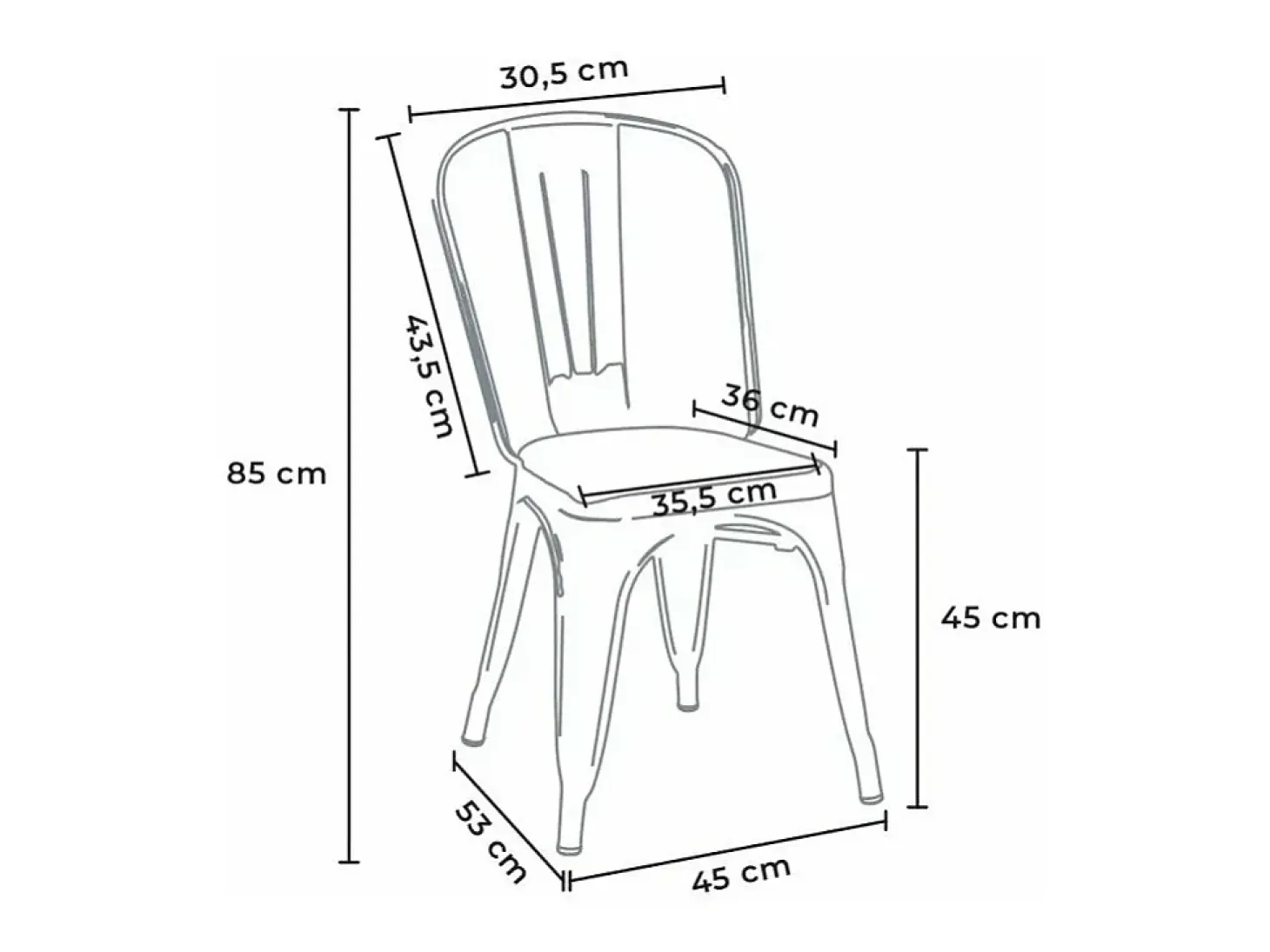 sillas industriales metal acero para cocinas y bares steel one - Gris Oscuro