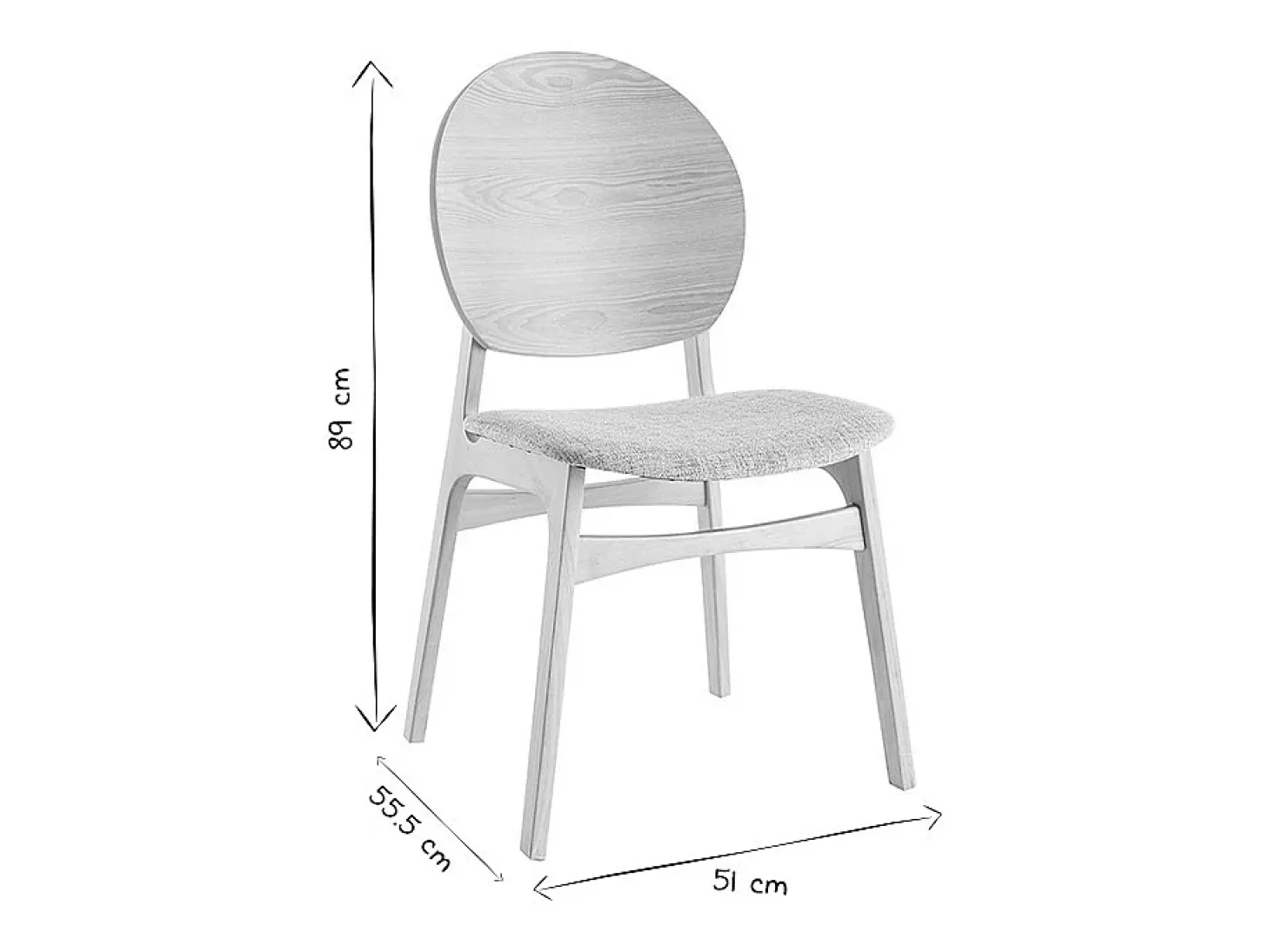 Sillas nórdicas en madera clara y tejido gris (lote de 2) ELTON