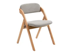 Sillas plegables con asiento acolchado, juego de 2, sillas de comedor apilables de madera, funda extraíble, color gris