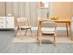 Sillas plegables con cojín, sillas apilables de madera, juego de 2, color caqui (79 x 54 x 60 cm)