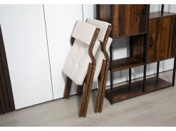 Sillas plegables con cojín, sillas de comedor plegables, madera, color crema (61 x 48 x 77 cm)