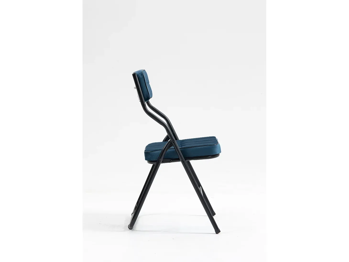 Sillas plegables de 2 piezas, sillas de comedor con cojín, plegables y portátiles, acero, azul (46x47x80 cm)