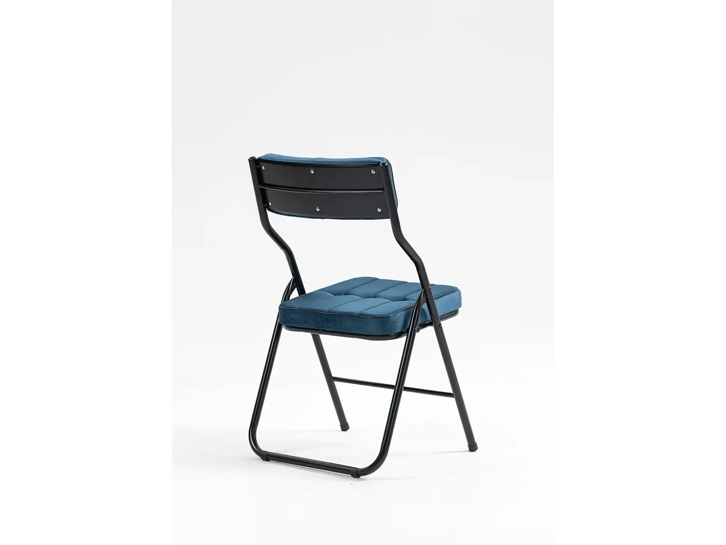 Sillas plegables de 2 piezas, sillas de comedor con cojín, plegables y portátiles, acero, azul (46x47x80 cm)