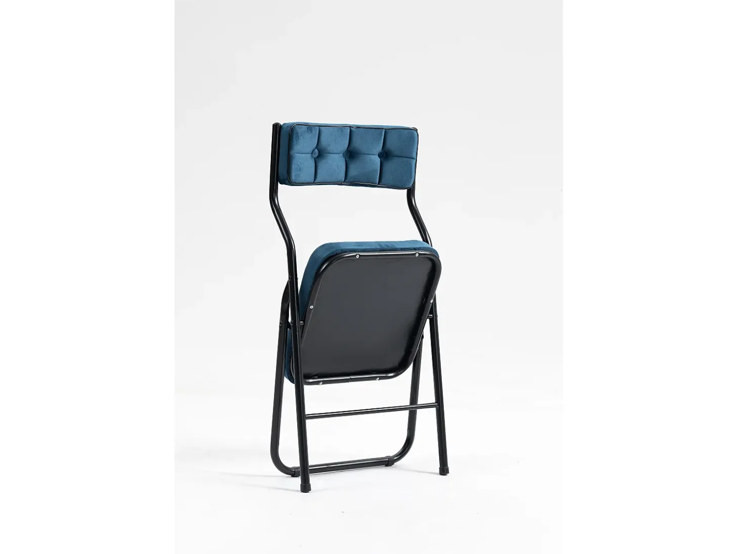 Sillas plegables de 2 piezas, sillas de comedor con cojín, plegables y portátiles, acero, azul (46x47x80 cm)