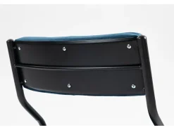 Sillas plegables de 2 piezas, sillas de comedor con cojín, plegables y portátiles, acero, azul (46x47x80 cm)