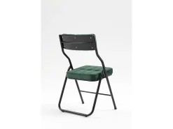 Sillas plegables de 2 piezas, sillas de comedor con cojín, acero, verde (46x47x80 cm)