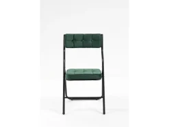 Sillas plegables de 2 piezas, sillas de comedor con cojín, acero, verde (46x47x80 cm)