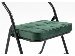 Sillas plegables de 2 piezas, sillas de comedor con cojín, acero, verde (46x47x80 cm)