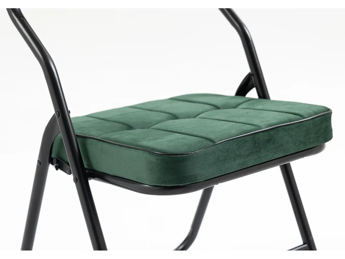 Sillas plegables de 2 piezas, sillas de comedor con cojín, acero, verde (46x47x80 cm)