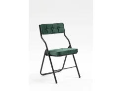 Sillas plegables de 2 piezas, sillas de comedor con cojín, acero, verde (46x47x80 cm)