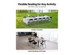 Sillas Plegables Portátiles SucceBuy Lote de 4, Sillas de Comedor en Ecocuero con Estructura de Metal y Asiento Acolchado, Asientos Apilables