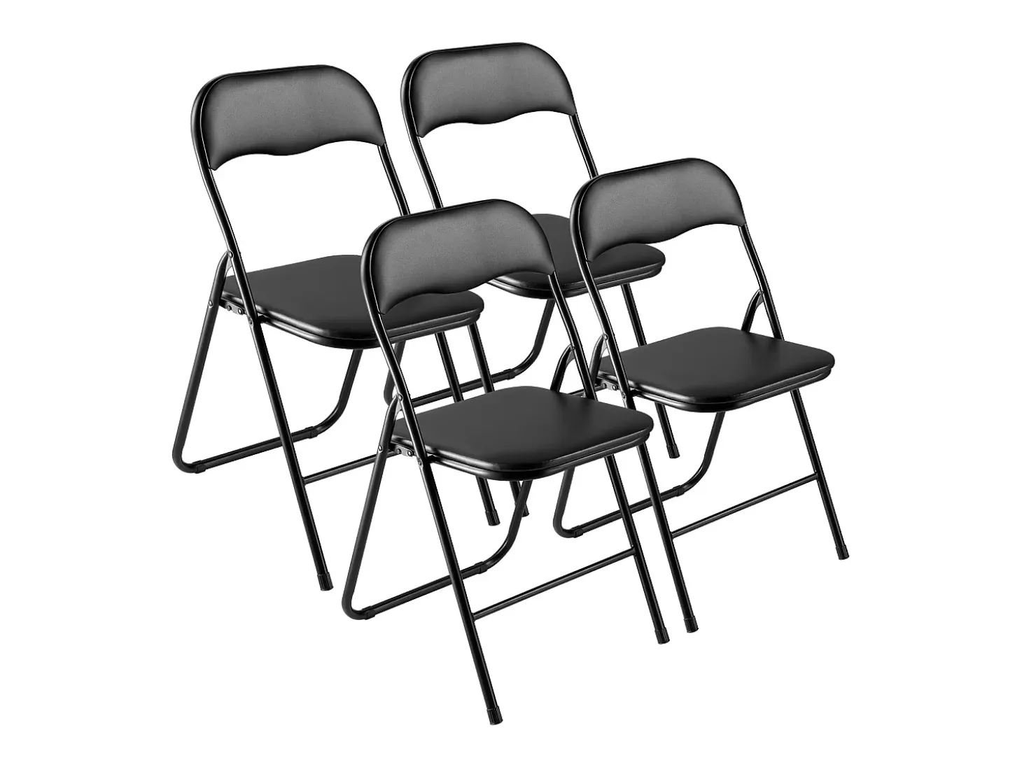 Sillas Plegables Portátiles SucceBuy Lote de 4, Sillas de Comedor en Ecocuero con Estructura de Metal y Asiento Acolchado, Asientos Apilables