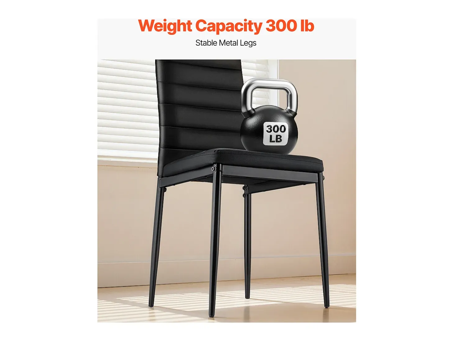 Sillas SucceBuy Comedor Modernas, Juego de Sillas de Cocina de Cuero 4PCs, Cojines Gruesos y Patas de Metal, Mueble Auxiliar Poco Voluminoso