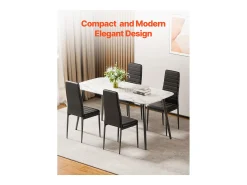 Sillas SucceBuy Comedor Modernas, Juego de Sillas de Cocina de Cuero 4PCs, Cojines Gruesos y Patas de Metal, Mueble Auxiliar Poco Voluminoso