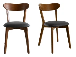 Sillas vintage madera oscura y asiento negro (lote de 2) DOVE