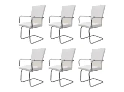 Sillas voladizas de comedor 6 unidades cuero sintético blanco