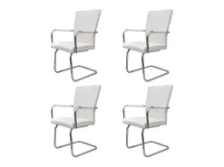 Sillas voladizas de comedor 4 unidades cuero sintético blanco