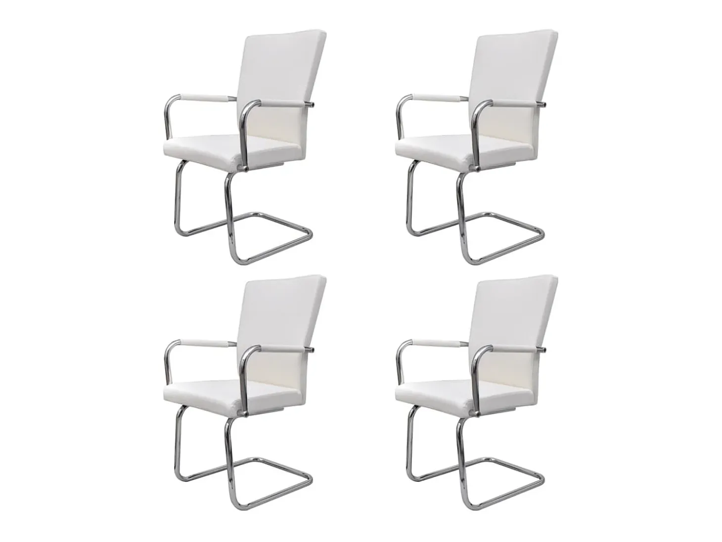 Sillas voladizas de comedor 4 unidades cuero sintético blanco