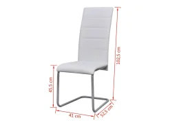 Sillas voladizas de comedor 4 unidades cuero sintético blanco