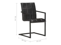 Sillas voladizas de comedor 6 unidades cuero auténtico negro