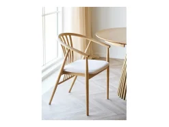 Sillón AGUSTIN de madera y tela-Color ribete verde crudo