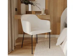 Sillón blanco en tejido bouclette efecto lana - Glam