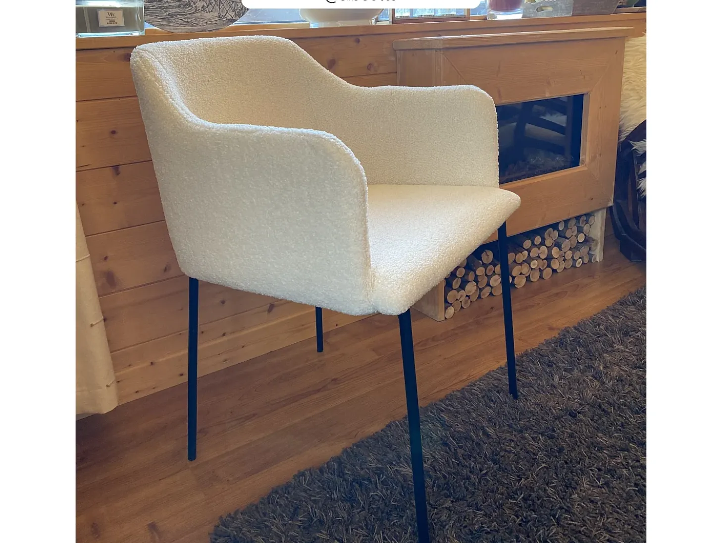 Sillón blanco en tejido bouclette efecto lana - Glam