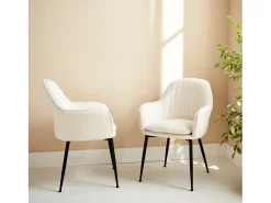 Sillón borreguito con patas de metal, set de 2 borreguito blanco