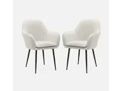 Sillón borreguito con patas de metal, set de 2 borreguito blanco