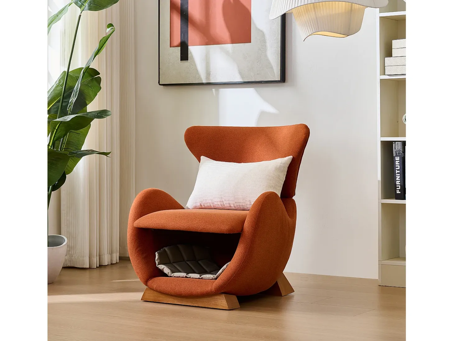 Sillón con forma de tiburón ballena - apto para mascotas - tejido resistente a arañazos - rojo