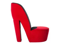 Sillón con forma de zapato de tacón terciopelo rojo ES79303