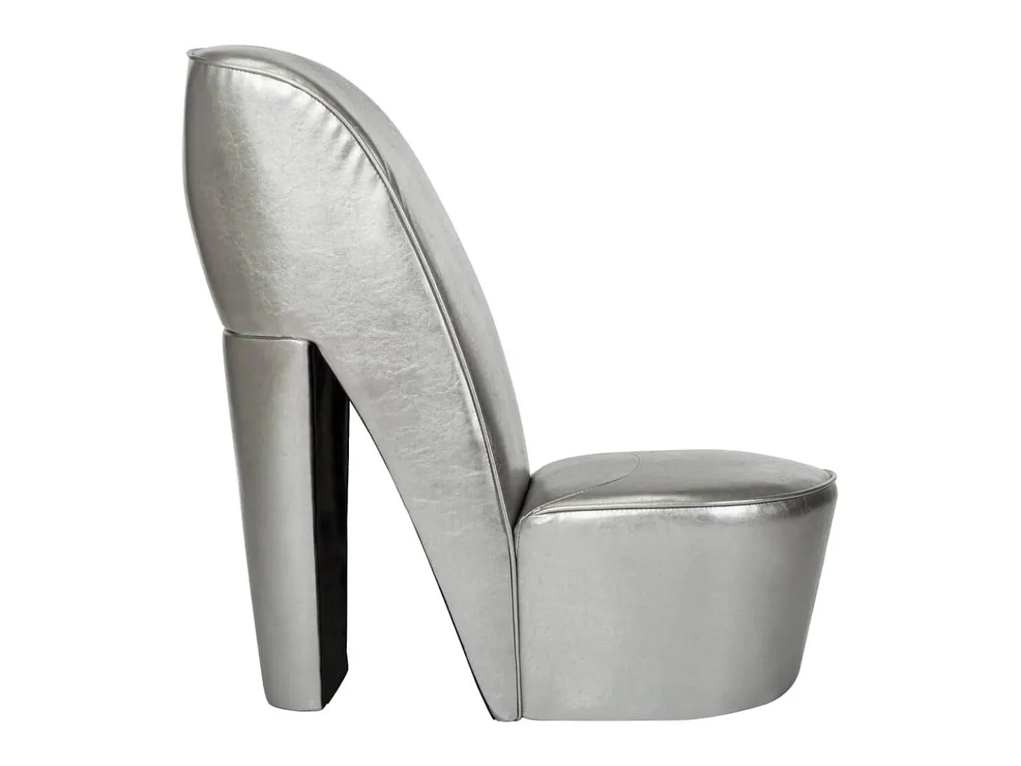 Sillón con forma de zapato de tacón cuero sintético plateado ES32626