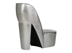 Sillón con forma de zapato de tacón cuero sintético plateado ES32626