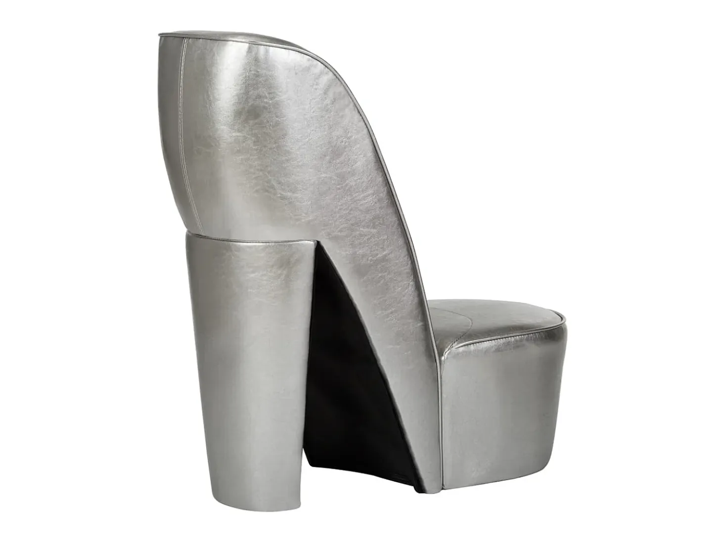 Sillón con forma de zapato de tacón cuero sintético plateado ES32626