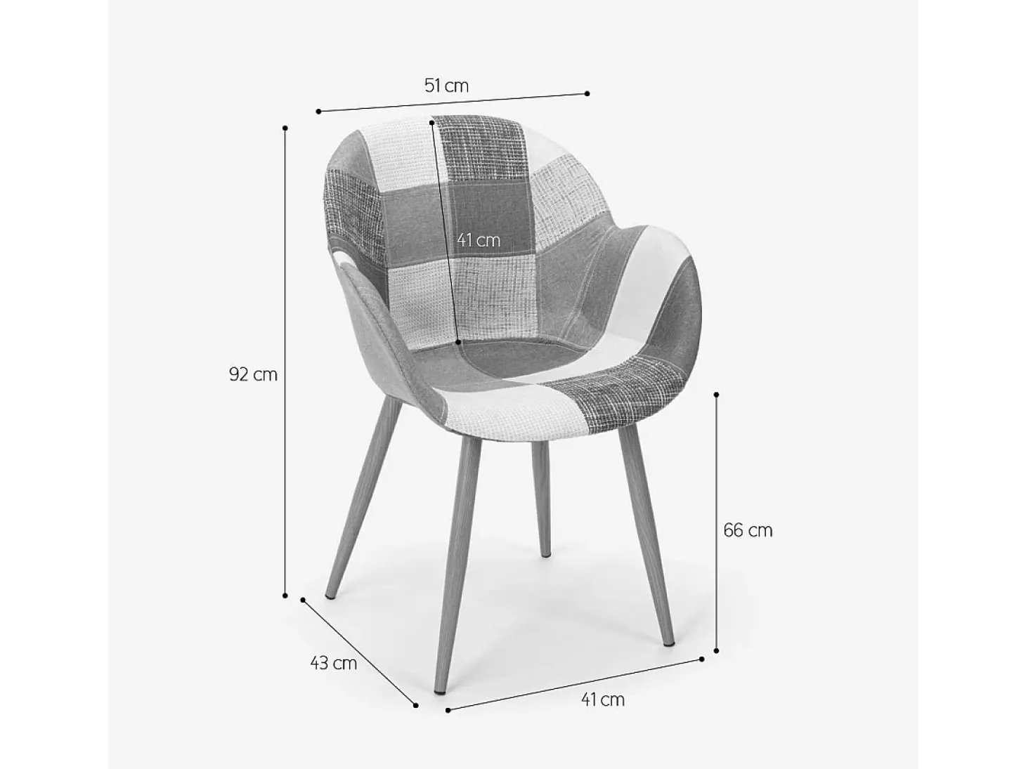 Sillón de comedor patchwork nórdico estudio Finch - Patchwork 4