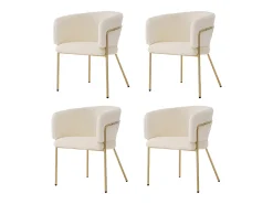 Sillón de ocio de 4 piezas, ligero y lujoso, patas de metal, piel sintética beige (64,77 x 59,69 x 55,88 cm)
