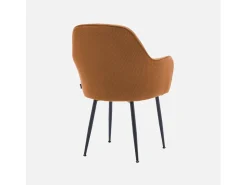 Sillón de pana con patas de metal negro mate, set de 2 camel