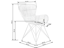 Sillón de ratán natural con patas de acero negro Miel