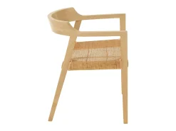 Sillón de roble SUKA: elegancia natural y encanto artesanal-Color ribete verde crudo