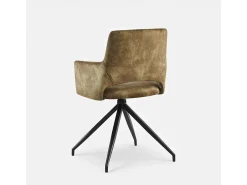 Sillón de tela efecto terciopelo con patas de metal Lysandra - Verde oscuro