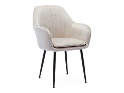 Sillón de terciopelo con patas de metal, set de 4 blanco roto