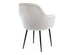 Sillón de terciopelo con patas de metal, set de 4 blanco roto