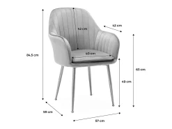 Sillón de terciopelo con patas de metal, set de 4 blanco roto
