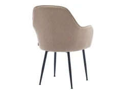Sillón de terciopelo de canalé y patas de metal negro, set de 4 beige