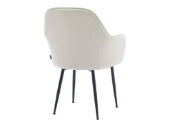 Sillón de terciopelo de canalé y patas de metal negro, set de 4 blanco