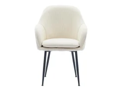 Sillón de terciopelo de canalé y patas de metal negro, set de 4 blanco
