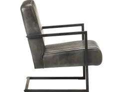 Sillón en voladizo cuero auténtico gris envejecido ES50309