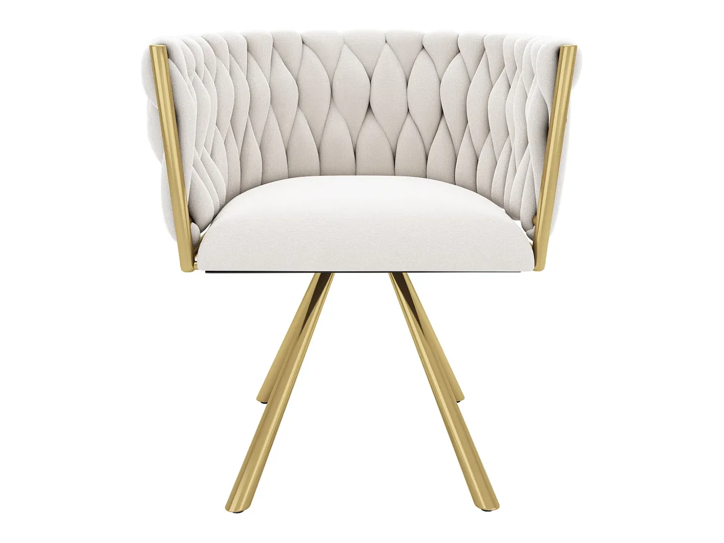 Sillón giratorio con reposabrazos, patas de metal dorado - terciopelo beige