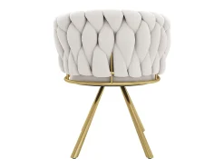 Sillón giratorio con reposabrazos, patas de metal dorado - terciopelo beige
