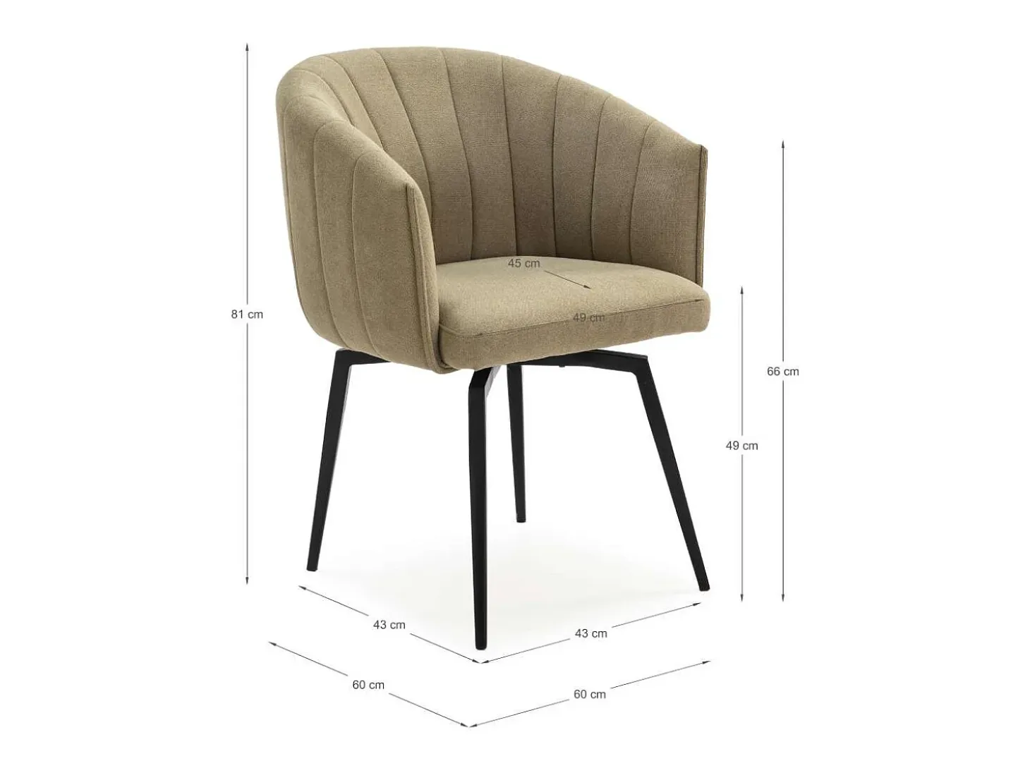 Sillón giratorio modelo Plumeti tapizado textil verde, 81cm(alto) 60cm(ancho) 61cm(largo)